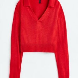 Red V-Neck Women's Sweater